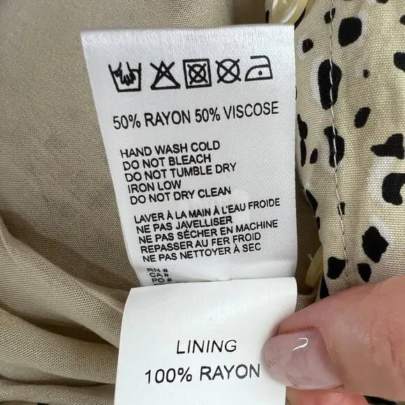 NWT Rue Stiic Long Sleeve Priscilla Bellagio Casual Mini Dress Beige Black M NEW - Picture 10 of 10